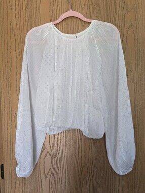 Vivabella White Rhinestone Long-Sleeve Peasant Blouse